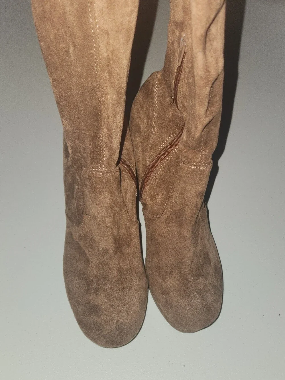 Forever 21 Brown Soft Faux Suede   Over The Knee Boots Block Heels Size 8